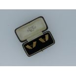 A pair of 9ct yellow gold Cufflinks, hallmarked Chester, 1927, of rectangular form each centre