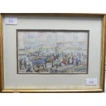 Honiton interest: 19th century School, Honiton - 1843 (market day scene depicting figures and