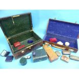 A early 20thC crocodile skin Case, containing a collection of antique and vintage jewellery boxes