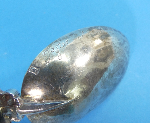 An early 19thC Dutch silver Birth Spoon, of traditional form with the finial moulded as a pair of - Image 7 of 7