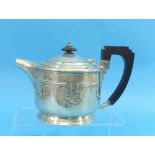 A George V silver Teapot, by Walker & Hall, hallmarked Sheffield, 1934, of circular form,