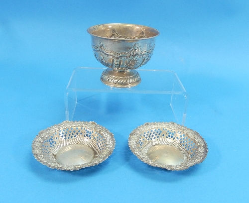 A pair of late Victorian silver Bon Bon Dishes, by A & J Zimmerman, hallmarked Birmingham, 1897,