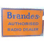 A Vintage Brandes enamel Authorised Radio Dealer Sign.