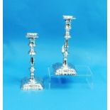 A Pair of Edwardian silver Candlesticks, by Fordham & Faulkner, hallmarked Sheffield, 1904, with