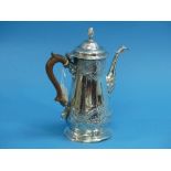 A George II silver Coffee Pot, makers mark worn but probably Gabriel Sleath, hallmarked London,