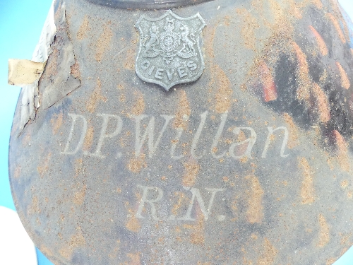 A Gieves Ltd. ''Aura'' Solar Topee, with tin Gieves hat box named for D.P.Willan, R.N, believed to - Image 2 of 2