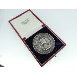 A reproduction silver Charles V medallion, hallmarked London, 1975, after the original designed by
