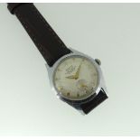 A vintage Oris gentleman's stainless steel Wristwatch, with Swiss 15-Jewels movement, the silvered