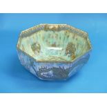 A Wedgwood Fairyland Lustre bowl, designed by Daisy Makeig-Jones, of octagonal form, printed and