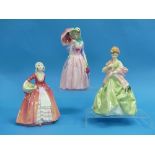 A Royal Doulton 'Miss Demure' figurine, H.N.1402, and another, 'Janet'. H.N.1537, together with a