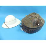 A Gieves Ltd. ''Aura'' Solar Topee, with tin Gieves hat box named for D.P.Willan, R.N, believed to