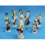 A German Volkstedt-Rudolstadt porcelain ten-piece monkey band orchestra, first-half 20th century,