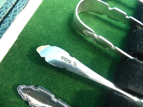 A cased set of six George VI silver Tea Spoons with Sugar Nips, by Cooper Brothers & Sons Ltd., - Image 2 of 3