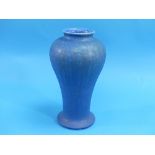 A Ruskin pottery vase, circa 1927, with mottled blue / green glaze, impressed factory mark, 11in (