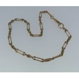 A 9ct rose gold Watch Chain, formed into a necklace, marked on each oval link and on the clip 375,