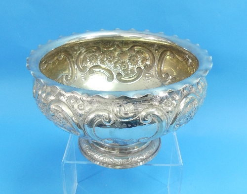 A late Victorian silver Punch / Fruit Bowl, by Barker Brothers, hallmarked Birmingham, 1898, of