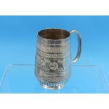 A Victorian silver Christening Mug, by Charles Stuart Harris, hallmarked London, 1888, of oval form,