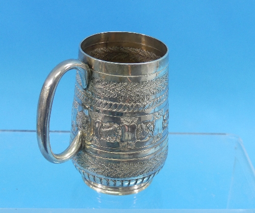 A Victorian silver Christening Mug, by Charles Stuart Harris, hallmarked London, 1888, of oval form, - Image 3 of 3