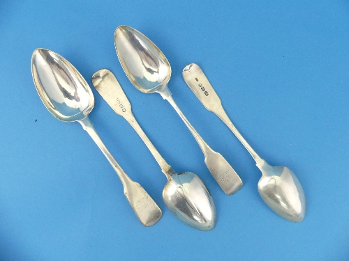 A pair of George III silver Table Spoons, by Richard Sawyer, hallmarked Dublin, 1807, fiddle