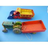 A Triang Transport Van No. 200, large green tinplate body poster van 18in (46cm) long, some wear