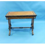 A Victorian Aesthetic Movement satinwood, walnut and ebony Card Table, with Wedgwood plaques and