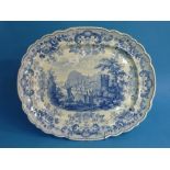 A 19th century Ridgway blue and white pottery 'Pomerania' Meat Platter, circa 1840, of oval form
