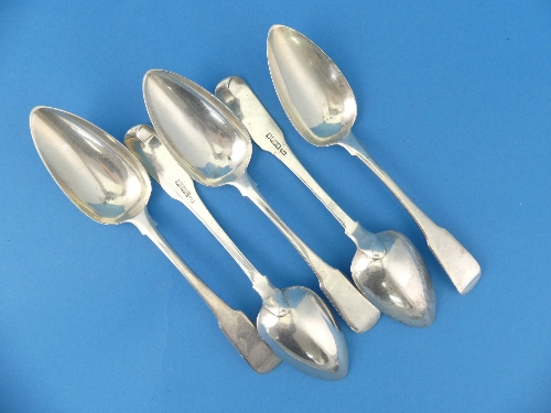 A set of five George III silver Table Spoons, by Samuel Neville, hallmarked Dublin, 1811, fiddle