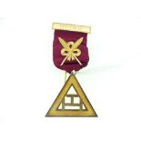 A Masonic 9ct gold Holy Royal Arch Chapter Jewel, presented to E.Compn L.B.Pillin for his services