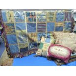 A Patchwork Throw and matching Cushion by Passameneria, together with two antique tapestry