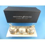 Pruden & Smith; A Contemporary silver four piece Cruet Set, by Anton Pruden & Rebecca Smith,