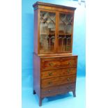 An early 19thC mahogany Secretaire Bookcase, the upper part with astragal glazing