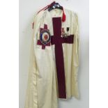 A Masonic Knights Templar Preceptors Mantle & Cloak, with Middlesex Provincial cloth badge, together