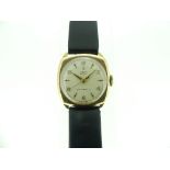 A vintage Tudor Royal 9ct gold cushion cased gentleman's manual wind Wristwatch, the silvered