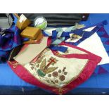 A Collection of Masonic Related Items, including breast and collar jewels, aprons (inc. Rose Croix),