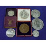 Royal Commemorative Medallions; a bronze medallion for Queen Victoria's 1837-1897 Jubilee, cased;