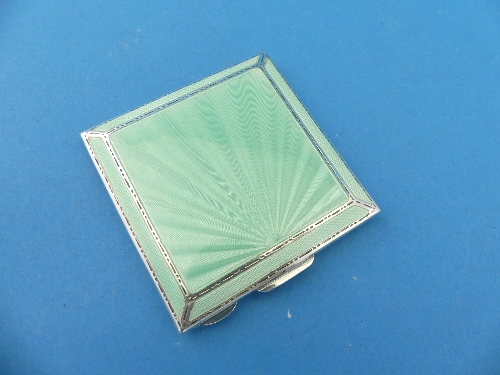 A George VI silver and enamel Powder Compact, by W Garner Ltd, hallmarked Birmingham, date letter