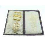 A Masonic Holy Royal Arch Chapter 9ct gold Companion Breast Jewel, by George Kenning, ribbon bars