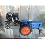 A Chad Valley Diecast Fordson Major Tractor, Large scale blue diecast body, orange wheel hubs,