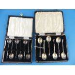 A cased set of George V silver Coffee Spoons, hallmarked Birmingham, 1913, together with a cased set