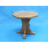 Mouseman: A Robert Thompson of Kilburn English light Oak octagonal coffee Table, with carved mouse