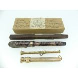 A Victorian gold Propelling Pencil, engine turned decoration and with inscription dated 1853, the