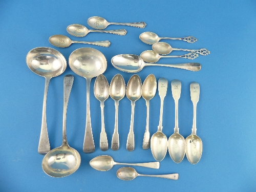 A quantity of assorted silver Flatware, including a George III serving spoon, by John Osborne, - Image 7 of 10