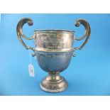 A George V silver two handled Trophy Cup, by Charles Boyton & Son Ltd., hallmarked London, 1910,