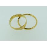 Two 22ct yellow gold Wedding Bands, approx total weight 5.7g.