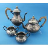 An Elizabeth II silver four piece Tea Set, by Edward Barnard & Sons Ltd, retailed by Bruford's of