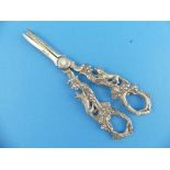 A pair of Victorian silver Grape Scissors, by William Hutton & Sons, hallmarked London, 1885, the