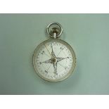 A Victorian silver pocket Barometer and Compass, by Lewis Nightingale, hallmarked London, 1895, in