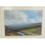 Reginald Daniel Sherrin (British, 1891-1971), a West Country moorland landscape with stream,
