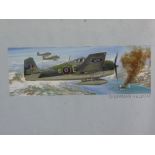 Revell Model Plane Kit Box Original Artwork; circa 1970's, Grumman Hellcat, watercolour, signed