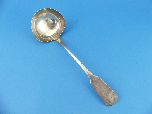 A George IV Irish silver Ladle, by Patrick Moore, hallmarked Dublin, 1820, the handle crested and